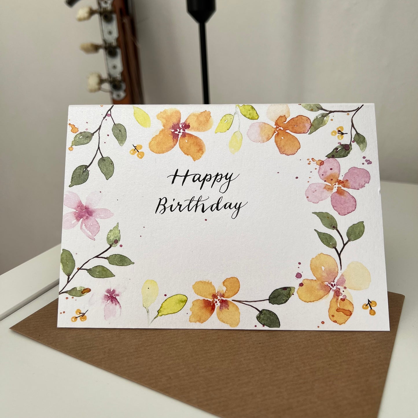 Spring Florals Personalised Watercolour Card